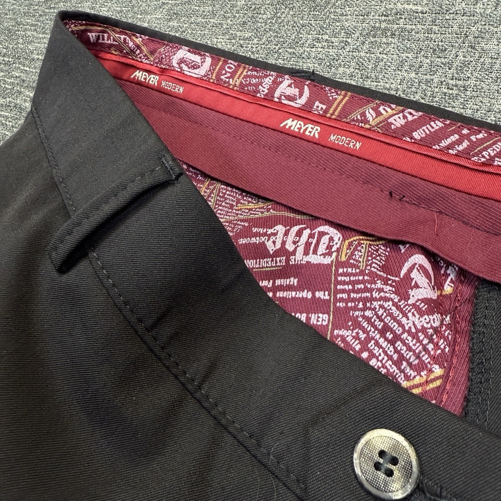 Meyer Bonn Dress Pants Men's 36x33 Black Wool Blend Romania‎ Trousers